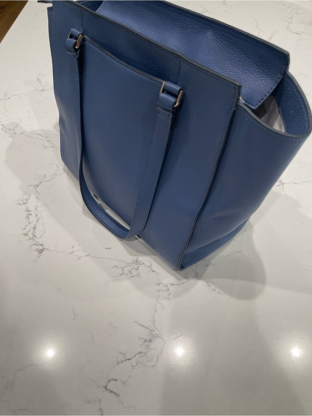 kate spade navy pebbled leather tote with gold logo - Picture 9 of 14